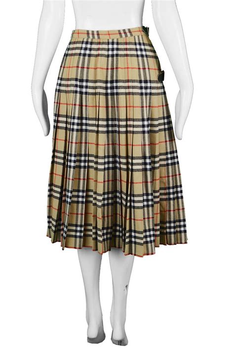 burberry plaid wool skirt|vintage Burberry pleated skirt.